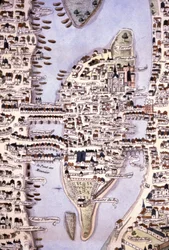 Mapa ostrova města, Paříž, asi 1540 (rytina)