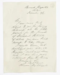 Dopis napsaný Florence Nightingale, když byla v Barrack Hospital, Scutari (inkoust na papíře)