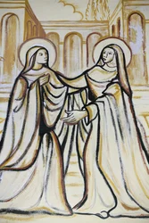 Katedrála Nejsvětějšího Srdce Lomé. Navštívení (návštěva Marie s Alžbětou, jak je zaznamenána v Lukášově evangeliu). Lome. Jít
