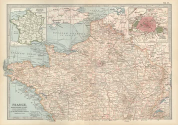 Mapa Francie, kolem roku 1900 (rytina)