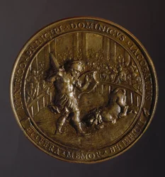 Medaile připomínající mor zachvátil Řím v letech 1656-1657