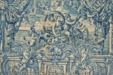 Porto, katolická katedrála Se (originál. 12. století), azulejos, ručně malované modré dlaždice