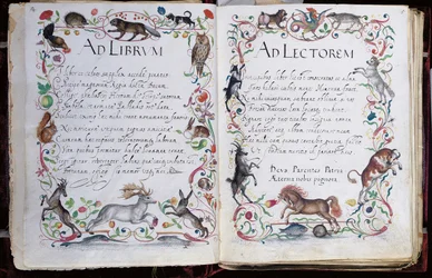Stránky z alba Amicorum Philippa Hainhofera, 1596-1633