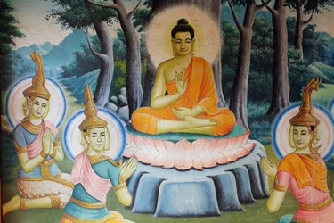 Obraz zobrazující Buddhův život ve Wat Nokhor Kompong Cham Cambodge