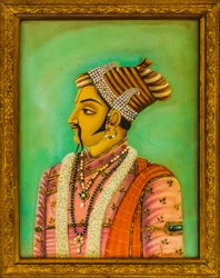 Obrazy maharadžů v městském paláci, Jaisalmer, exotické město v poušti Thar, Jaisalmer, Rádžasthán, Indie, Asie (foto)