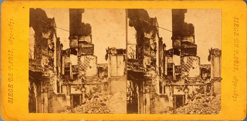 Paris Siege (1871): pohled na město během obléhání města Prusy mezi 20. 9. 1870 a 28. 1. 1871. Fotografie Q.V.. Tisk na karton Rozm. Rozměr 17 x 6,9 cm
