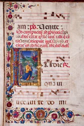 Piccolomini Library: Choir Book, cod. 7.G, násl. 40v s „Jeremiášovou vizí“, od Guidoccia Cozzarelliho.