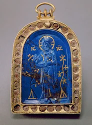 Přenosná ikona, pravděpodobně středověká (lapis lazuli)