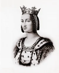 Portrét francouzské královny Charlotty Savojské (1445-1483), rytina, sd.