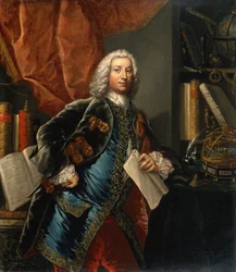 Portrét gentlemana ve své pracovně s vědeckými přístroji, c 1750