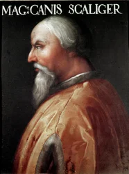 Portrét lorda z Verony Can Francesco della Scala zvaný Cangrande I (1291-1329) Anonymní obraz. Galerie Uffizi (kanceláře), sbírka Jovian