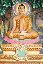 Klášter Preah Prom RathŽivot BuddhyMeditace na lotosovém květu Buddha zobrazený v poloze dotýkající se země, Siem Reap, Kambodža