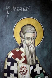 Saint-Herodion byzantská freska z kláštera Agios Ioannis Lampadistis, Saint-John Lampadistis Kypr z 11. století Malované kostely UNESCO Troodos, Kypr