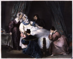 Nenapravitelná ztráta, i mrtvý při porodu, asi 1840 (litografie)
