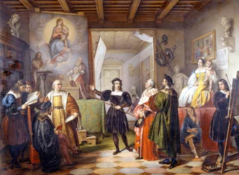 Malíř Rafael (Raphael Sanzio 1483 - 1520) ve svém ateliéru.