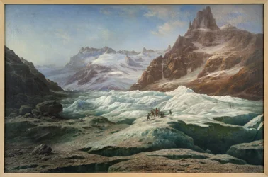 Ledové moře, Olejomalba na plátně, Claude Hugard de la Tour (1818-1886), představující pohled na Alpy. Fotografie, KIM Youngtae, Musee des Beaux Arts de Chambery, Chambery, Francie.