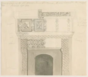 Tittenzor - Komínový kus v Manor House: kresba tužkou a lavírováním, září 1832