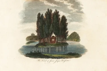 Hrob Jean-Jacques Rousseau, francouzský spisovatel. 1803 (rytina)