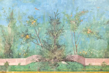 Triklinium v domě Livie, freska, 20 - 10 př. n. l., Národní římské muzeum (Museo Nazionale Romano), Řím, Itálie
