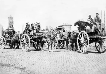 Spojené království : Wine Carts at a Vineyard. Francie, c1890