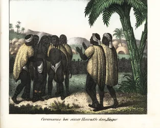 Svatební obřad v jednom senegalském kmeni. Litografie pro knihu: "Friedrich Wilhelm Goedsche (1785-1863), vydání Míšeň (Německo).
