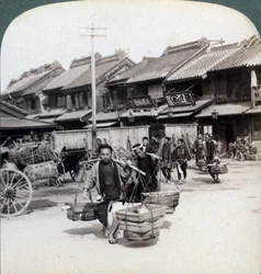 Coolies, pouliční scéna v Tokiu, 1896