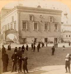 Slavné červené schodiště a starý palác, Moskva, Rusko, 1900.