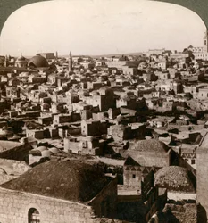 Jeruzalém, jak je vidět ze severní zdi, Palestina, 1897.