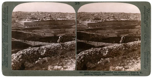 Jeruzalém, při pohledu z jihovýchodu, ukazuje místo chrámu, Palestina, 1900.