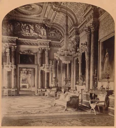The Queens Gorgeous Blue Room, Buckinghamský palác, Londýn, Anglie, 1900.