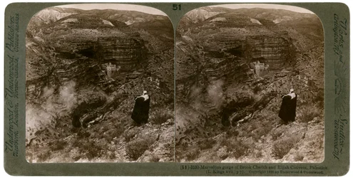 Soutěska Brook Cherith a Eliášův klášter, Palestina, 1890.