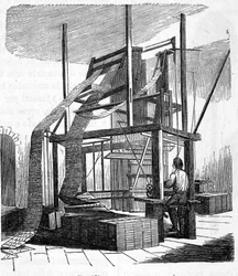 1801 Žakárový tkalcovský stav. 19. století rytina.
