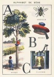 A B C: strom, včela, baret, zvonek