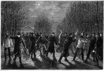 Poražen zločincům v Bois de Boulogne v Paříži v roce 1883