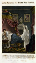 Před lordem Lytteltonem se zjevuje duch, aby oznámil jeho smrt. 1825. Bible. Morando, Milane.