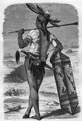 Indigene Dayak obyvatel Saravak, Malajsie v 19. století v „Youth Journal“ z roku 1888.