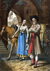 Anabaptisté z Basileje. 19. století. Litografie.
