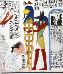 Anubis a mumie - v „Památkách Egypta a Horní Núbie““ od Ippolita Roselliniho (Rossellini).