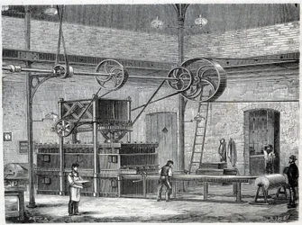 Zařízení pro vulkanizaci pryže suchou párou - v „“The Wonders of the industry”” od Louise Figuiera
