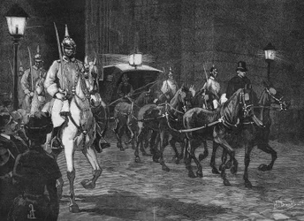 Příjezd ostatků arcivévody Rudolfa Habsburského (1858 - 1889), korunního prince rakouského.