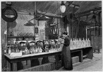 Umění fotografie: výroba fotografických desek u M. Lumiere, v Lyonu: příprava citlivé emulze. Rytina v „“ Přírodě: přehled věd a jejich aplikací v umění a průmyslu ““ z 16. listopadu 1895.