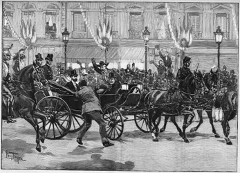 Atentát na prezidenta republiky Sadiho Carnota (1837-1894), spáchaný anarchistou Caseriem. 24. června 1894.