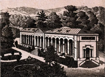 Baden Baden (Baden-Baden), Německo: pohled na kolonádu. v „Svět ilustruje 168 pohledů““ Nedatováno (konec 19. století)