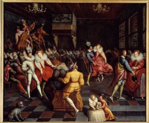 Ples na dvoře malby Valois Anonymous. 16. století. Ne 1,63x1,94 m Rennes, musee des Beaux Arts