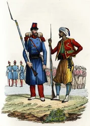 Prapor cizinecké legie zformován a poslán do Alžírska v roce 1831; prapor domorodých jezdců, zformovaný a poslán do Alžírska v roce 1841. V “” Storia d