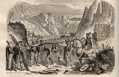 Bitva v Caudijské soutěsce - Bitva v Caudijské soutěsce (Furculae Caudinae) - 321 př. n. l. mezi Římany a Samnity během druhé samnitské války - Druhá samnitská válka, bitva v Caudijské soutěsce roku 321 př. n. l., římské vojsko konzulů Tiberius Vetu