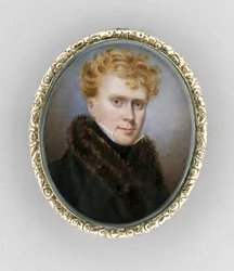 Brož s portrétem muže, kolem roku 1840 (akvarel na slonovině