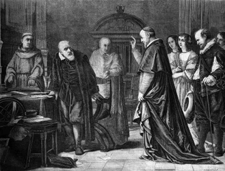 Zajetí Galilea Galilei dit Galileo (1564 - 1642) v paláci arcibiskupa ze Sieny.