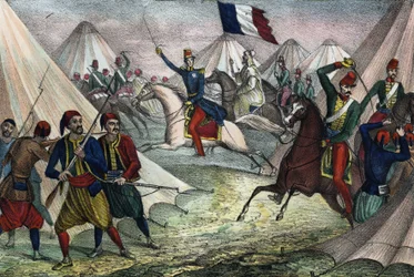 Zajetí Smalla z Abd-el-Kader v Alžírsku dne 16. května 1843 vévodou z Aumale. V “” Storia d