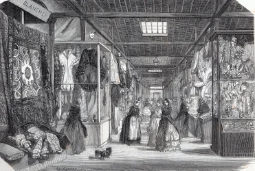 Carre du Palais Royal (Palais-Royal) v Paříži v 19. století – rytina do „“Tableau-de-Paris”” od Edmonda Texiera 1852